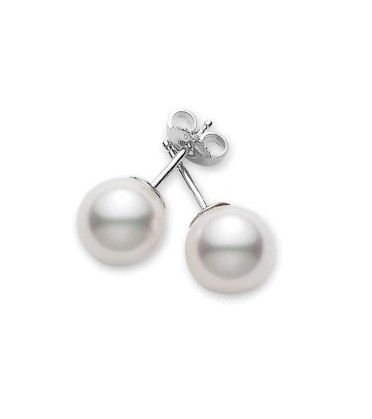 Lady s White 18 Karat Earrings With two 7.5-7 MM AA quality Mikimoto cultured pearls.